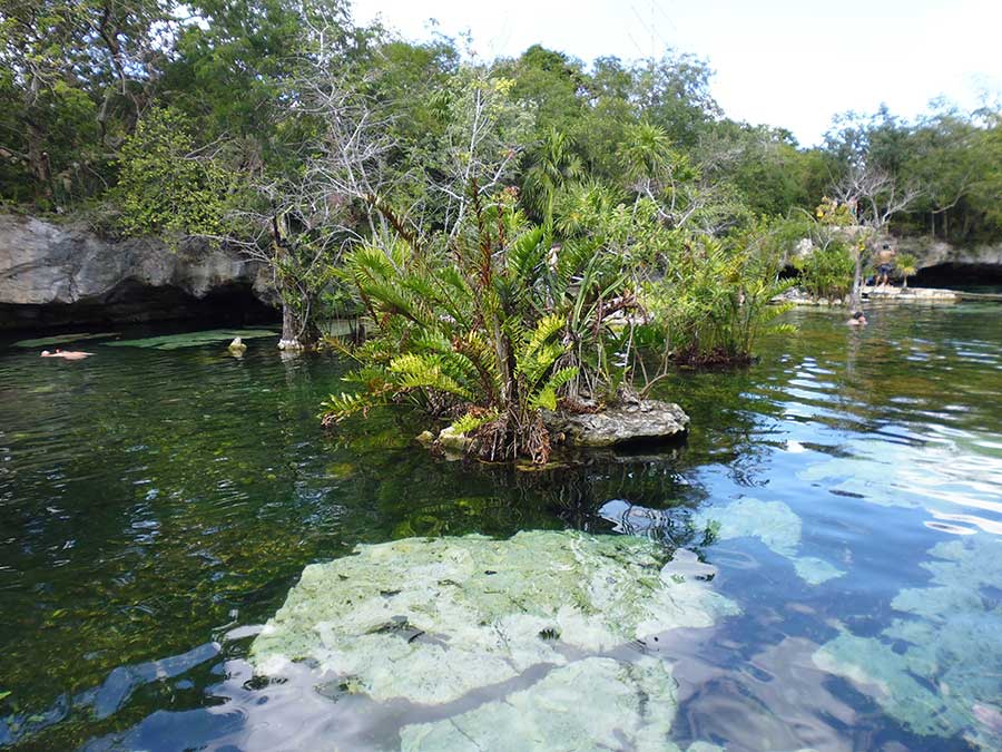 Cenote Azul - showing the water and the large limestones rock