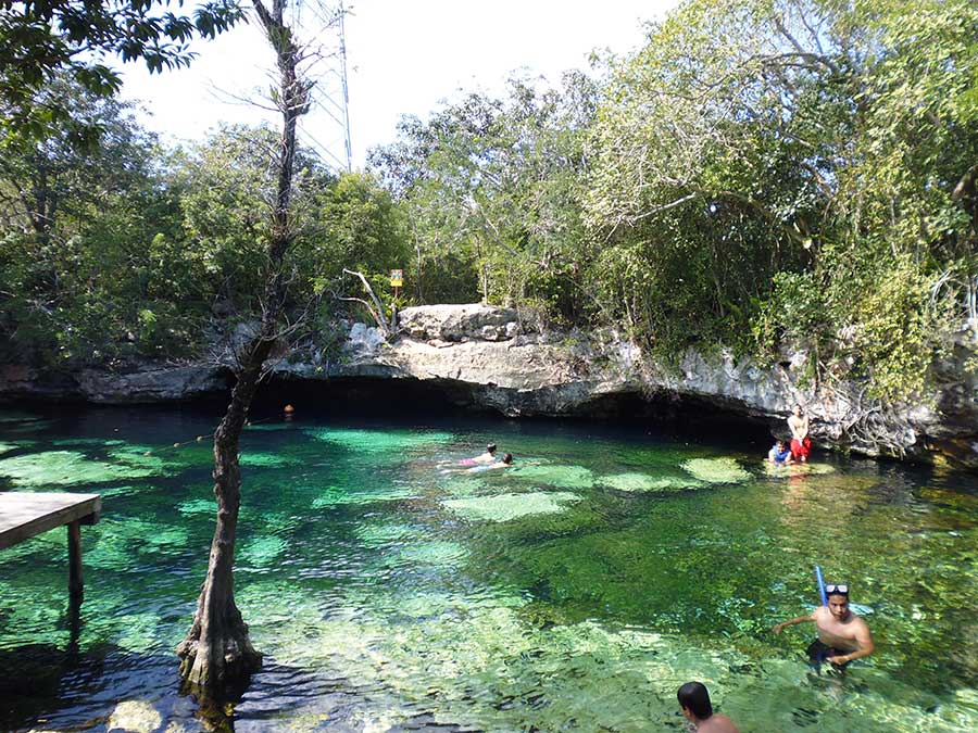 Best Cenotes in the Yucatan - Cenote Azul - showing water deep enough for snorkeling