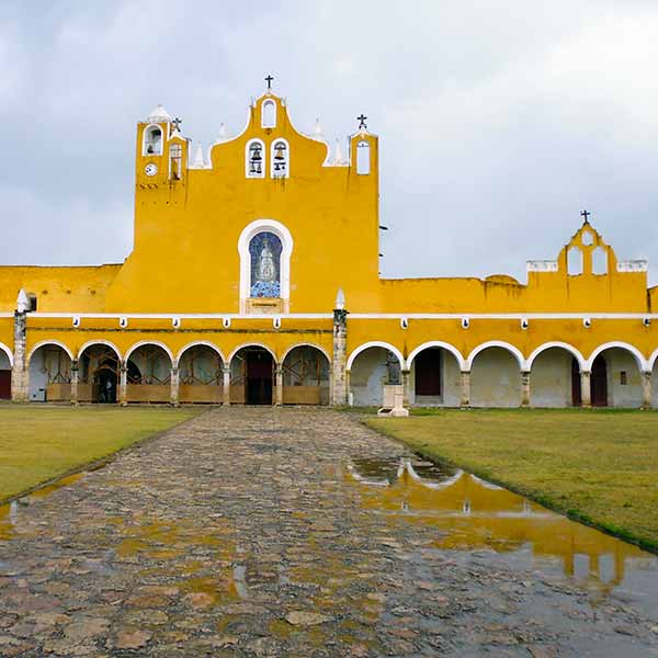 Izamal - showing the abbey with its yellow walls