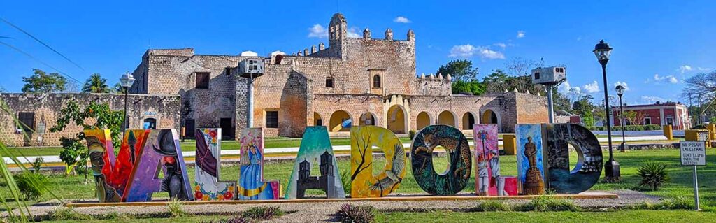 Valladolid with the old convent behind the city name