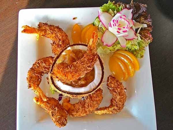 coconut prawns served in Campeche