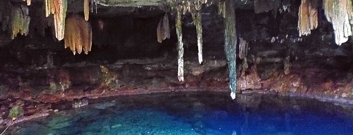 Header for Best Cenotes in the yucatan - showing stalagtites.