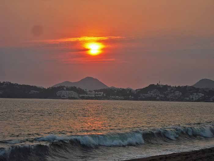 Sunset at Manzanillo on Pacific ocean