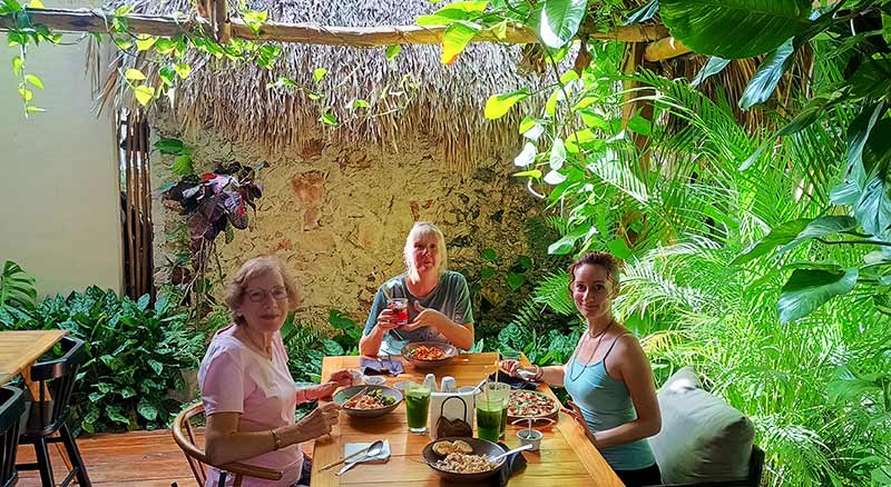 Colonte Hotel in Valladolid, Mexico-eating in the garden