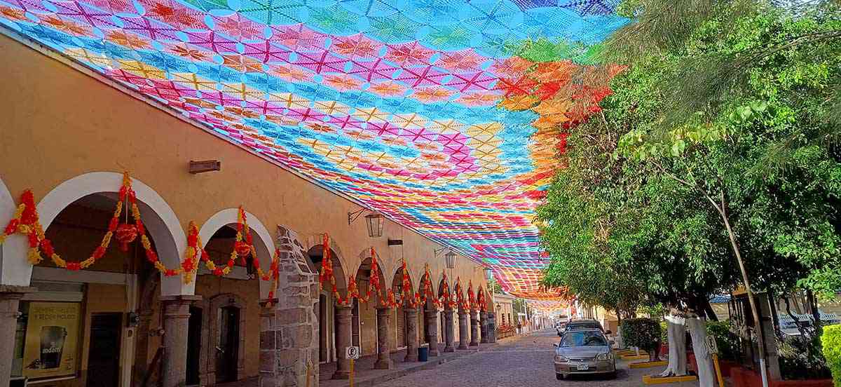 Amazing crochet canopy in Etzatlan