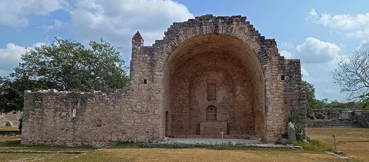 Front of Franciscan Chapel at Dzibilchaltun Mayan Ruins