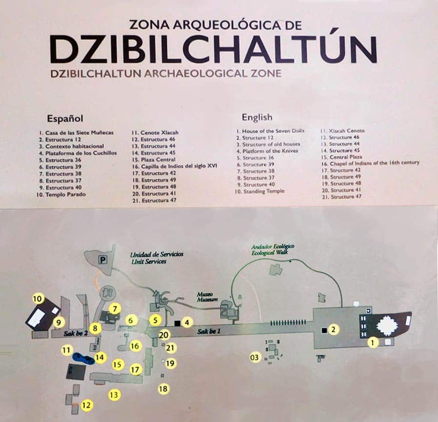 Map of Dzibilchaltun Archaeological Site