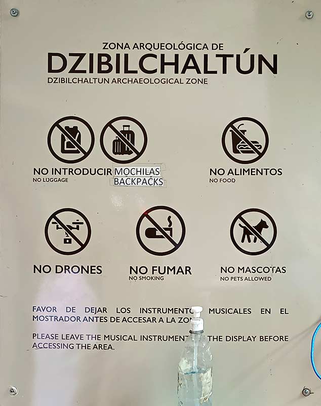 Restrictions Board at Dzibilchaltun Mayan Ruins