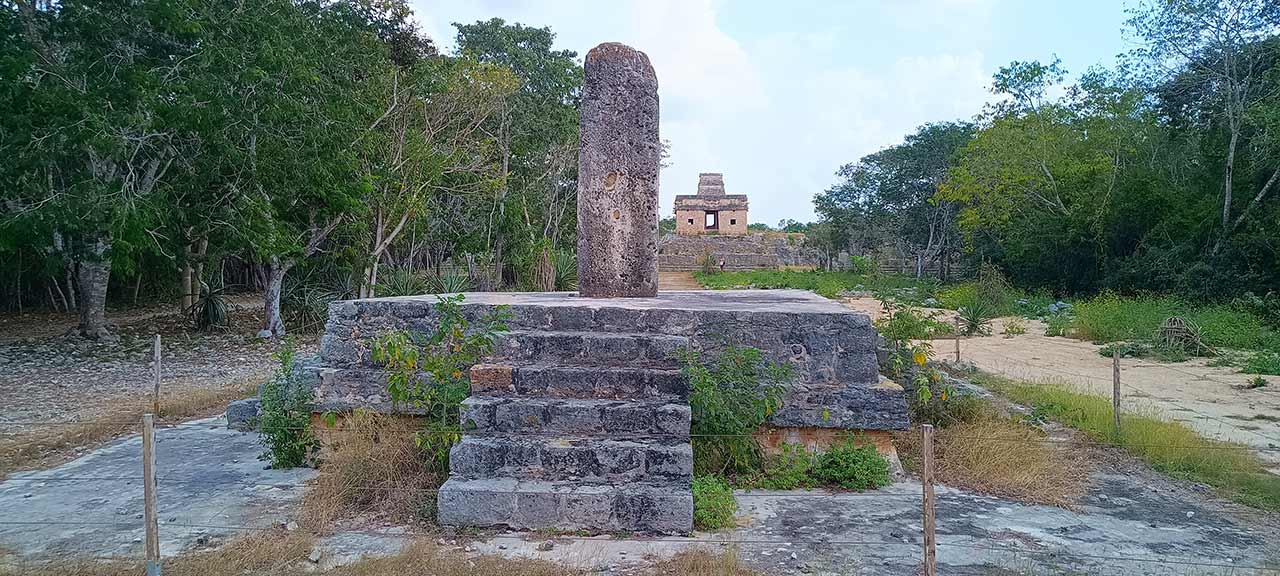 Temple of the Seven Dolls Dzibilchaltun with stela