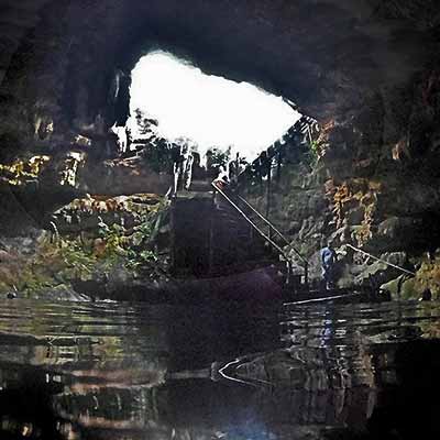 Cenote Yaxbacaltun inside the cenote cavern