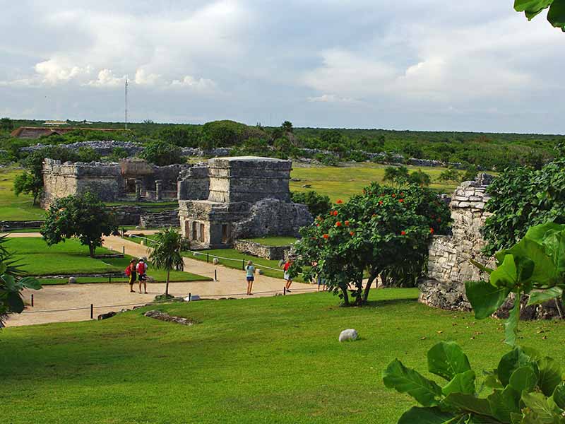 View across Tulum Mayan Ruins Yucatan Peninsula