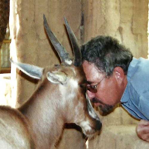 David from Wonky Compass Head to head with our tame Blesbok